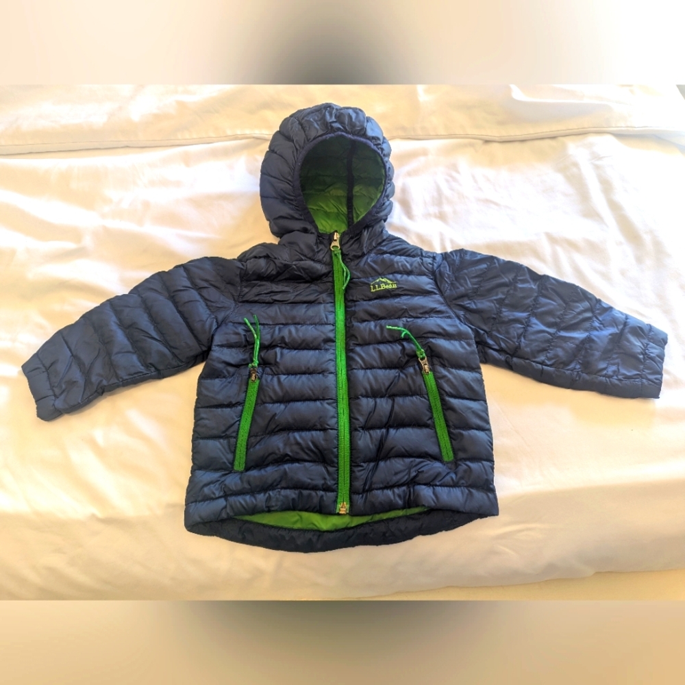 LL bean Ultralight 650 Toddler Blue Green Jacket 2T Unisex